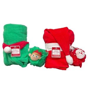 Christmas Hooded Bathtowels With Loofahs